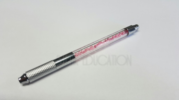 Microblading rašiklis su rožiniais akmenukais