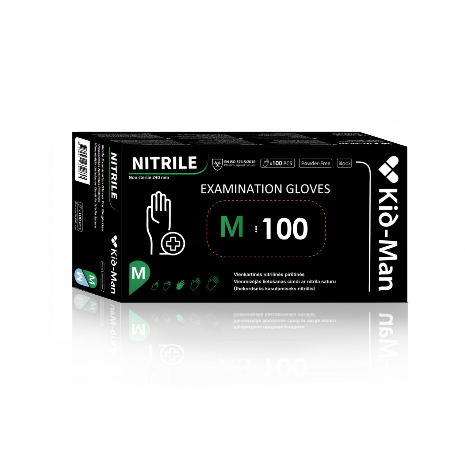 KID-MAN Black Nitrile Gloves 100pcs