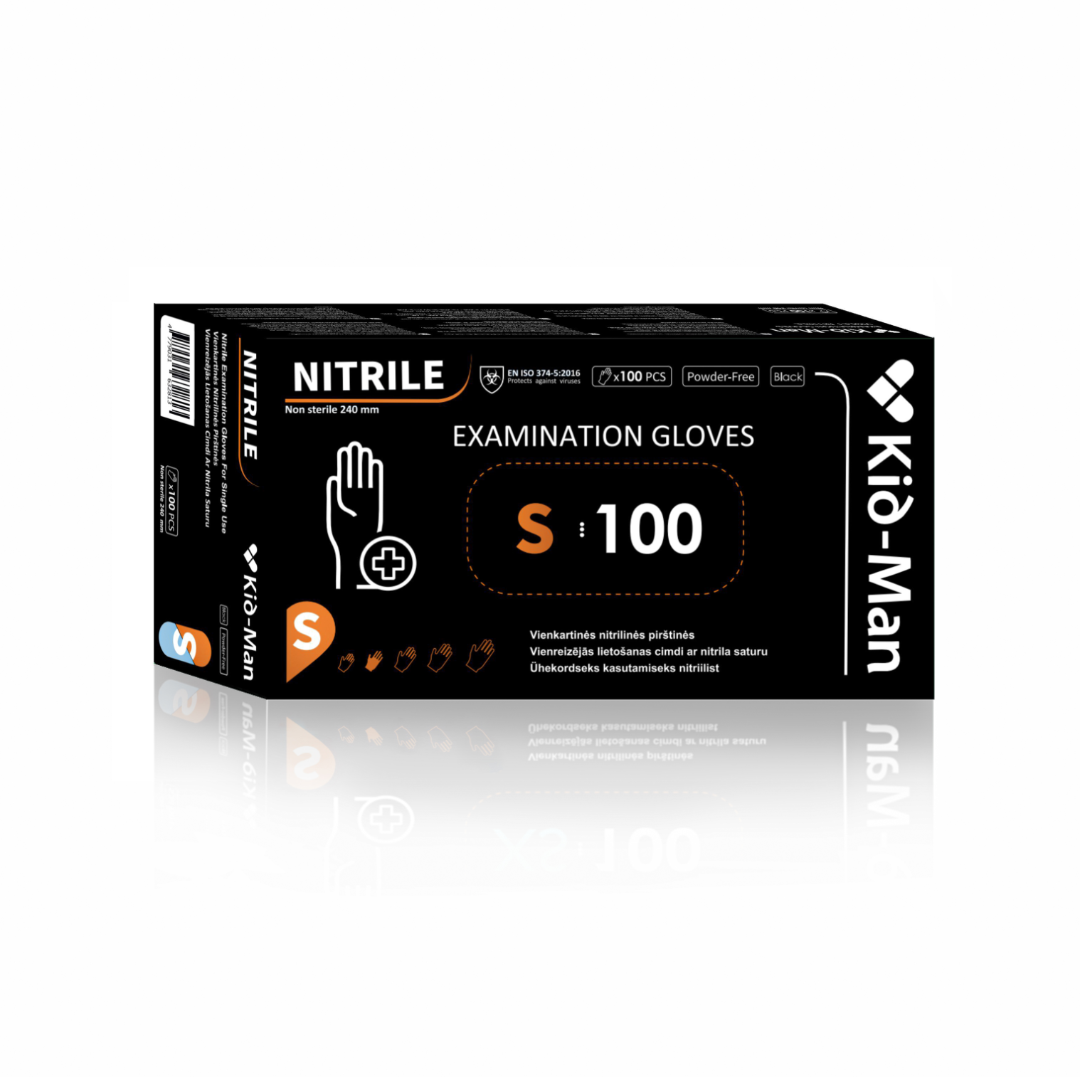 KID-MAN Black Nitrile Gloves 100pcs