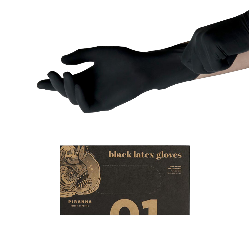 PIRANHA melni lateksa cimdi 100gab