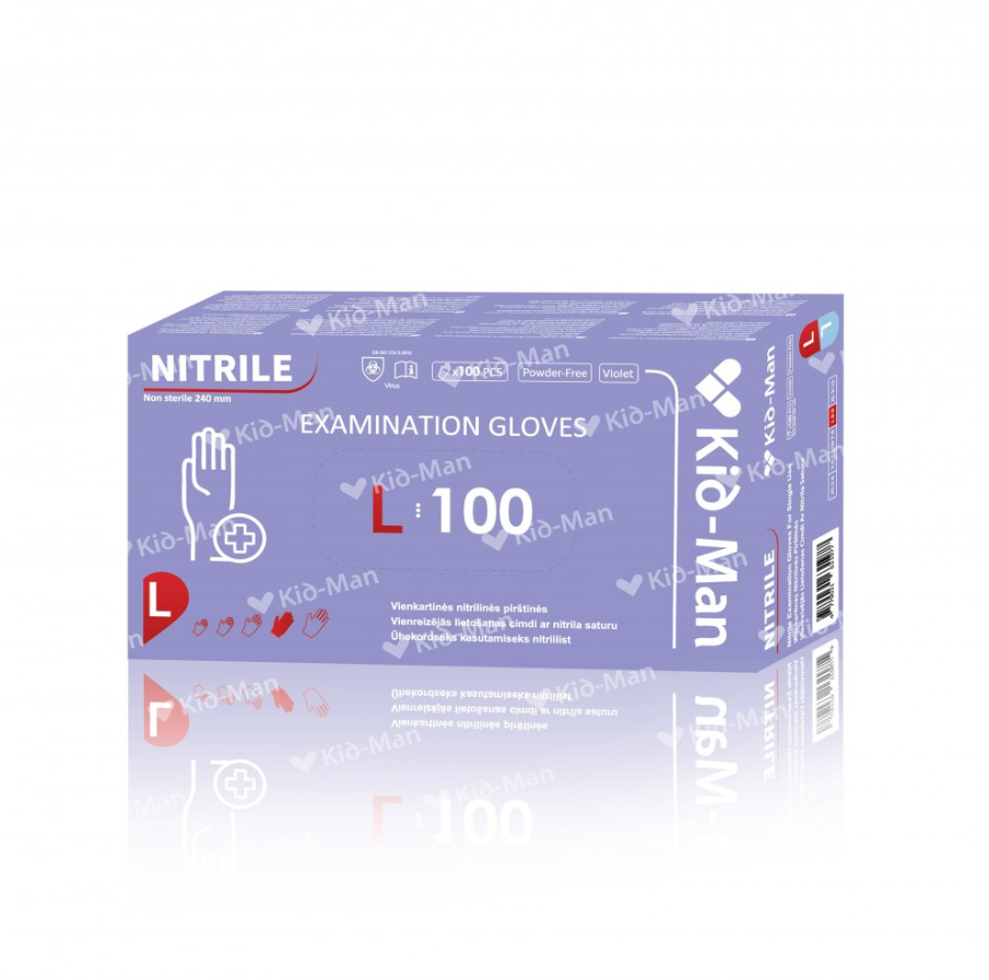 KID-MAN Violet Nitrile Gloves 100pcs